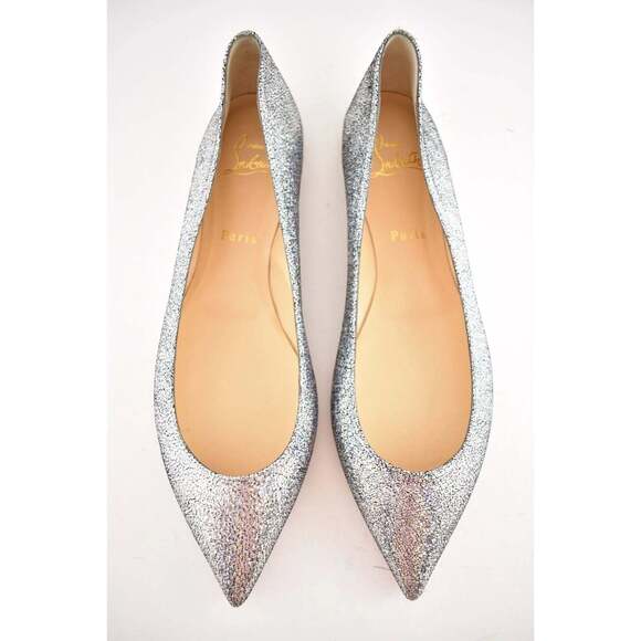 Christian Louboutin Ballalla Silver Mica Glitter Ballerina Ballet Flat 37.5 - Picture 8 of 12